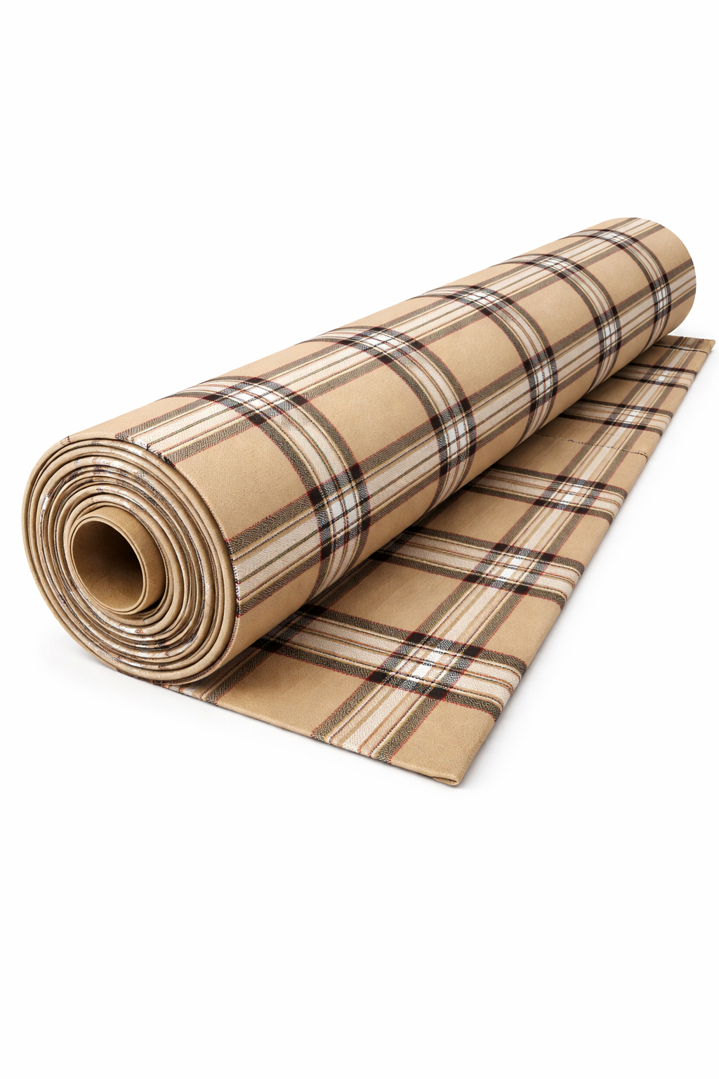Beige Plaid Woven Fabric